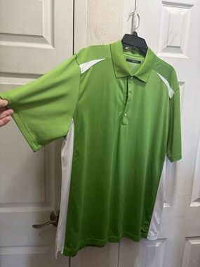 Greg Norman Collection Lime Green and White Polo